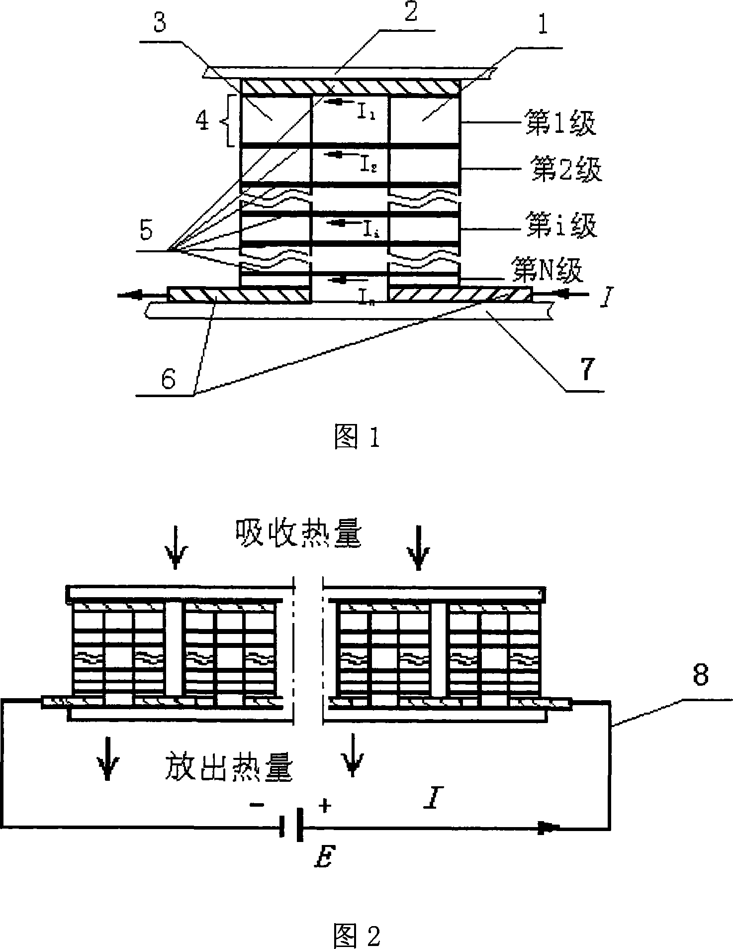 Multilevel semiconductor cascade refrigeration element and refrigeration thermopile