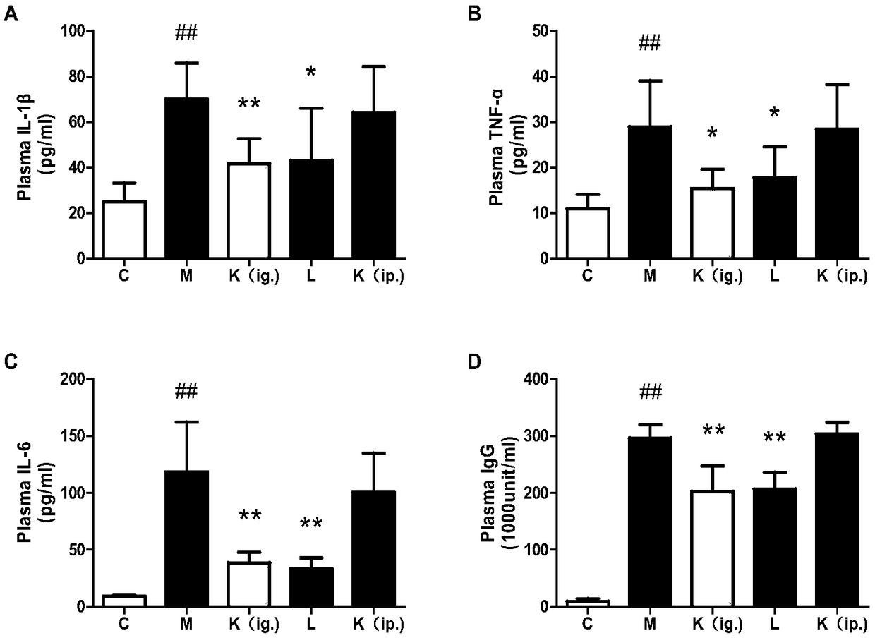 Application of kaempferol in preparation of medicine for rheumatoid arthritis