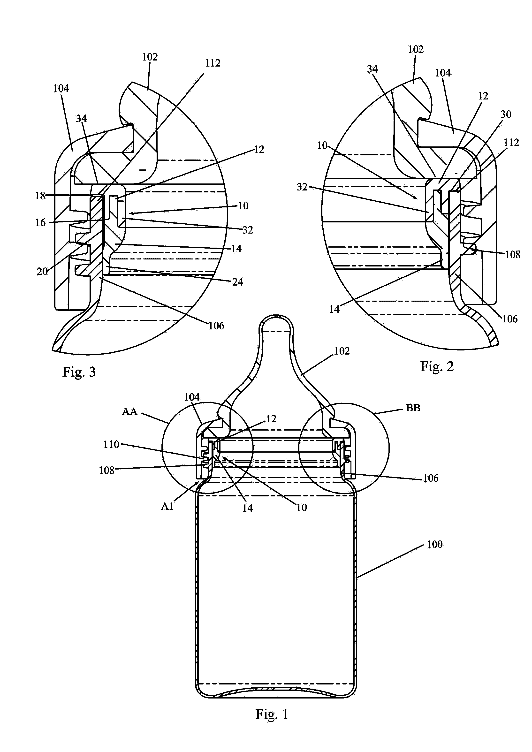 Container and venting mechanism assembly