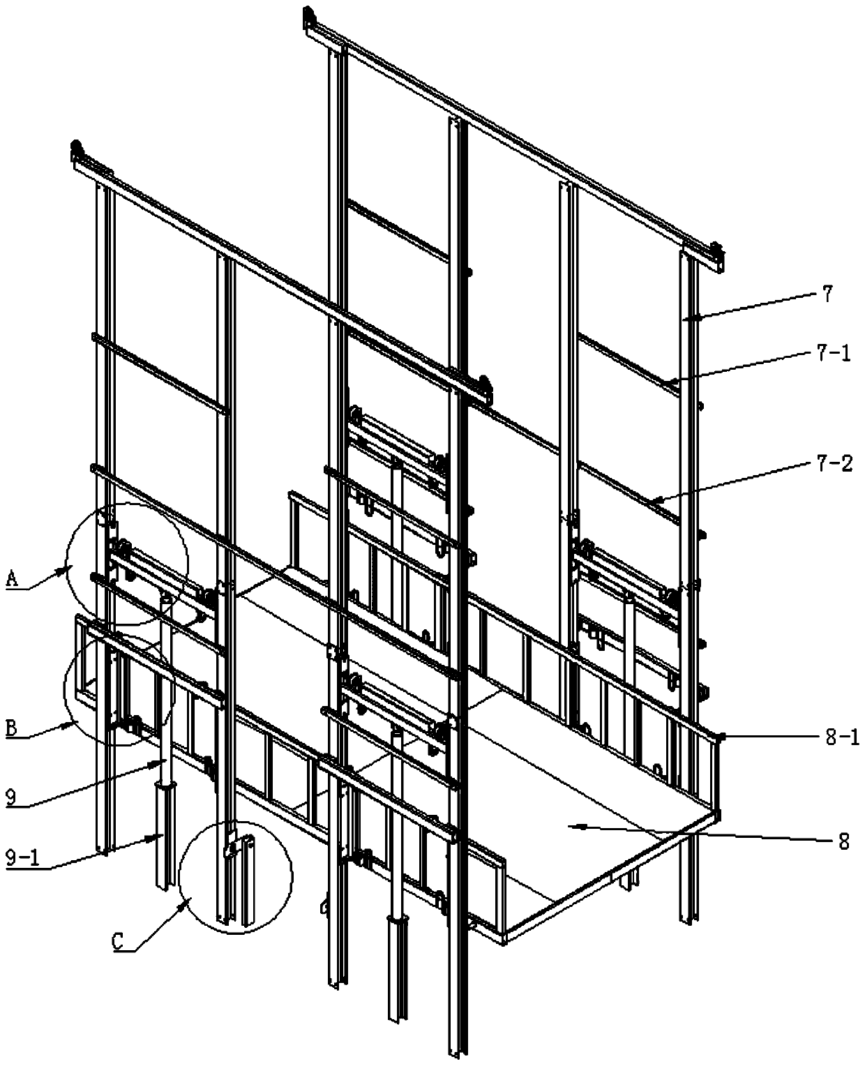 Guide rail type lifting platform anti-falling device