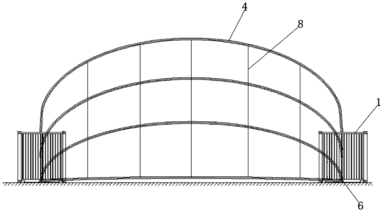 Large-span hangar based on box modules and construction method thereof