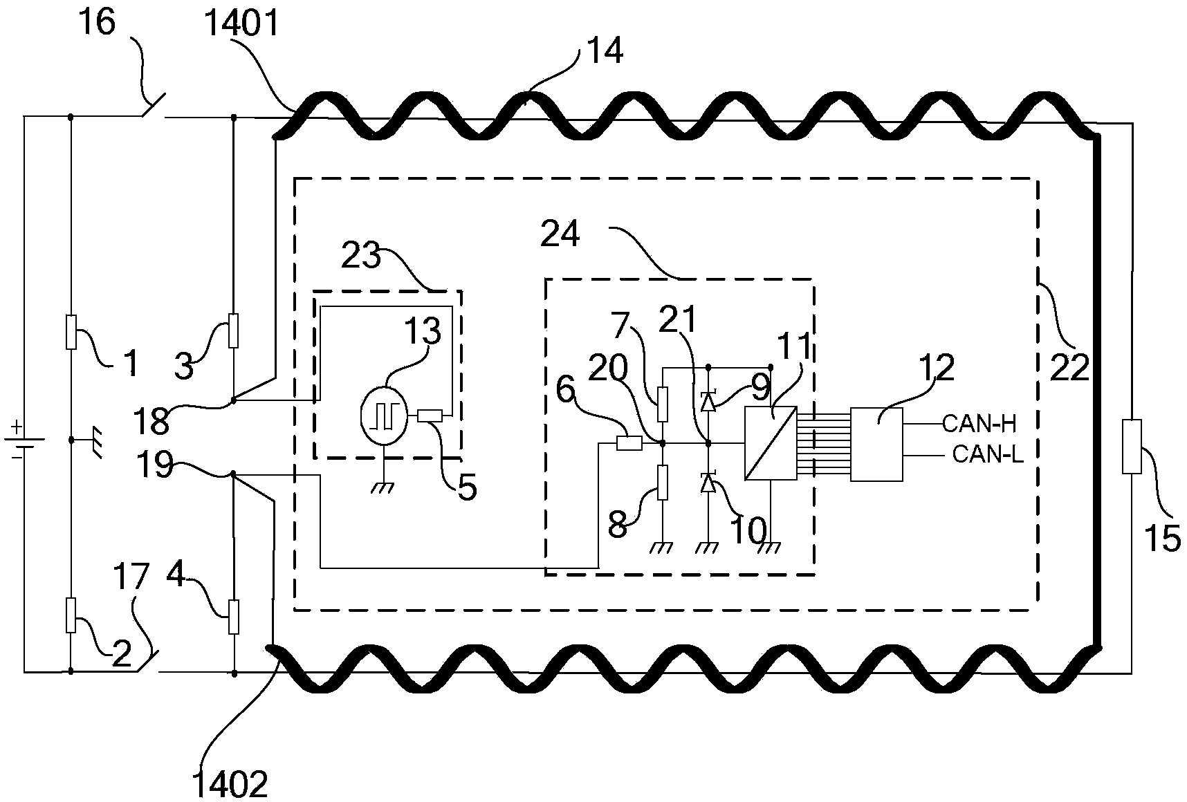 Insulation resistance detecting device for high-voltage circuit