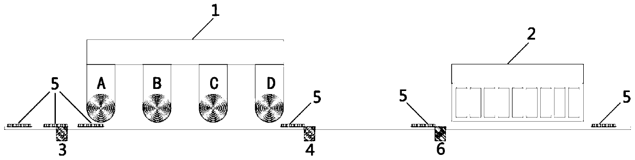 Production method and production line for ceramic tiles in which fixed patterns dynamically printed through rubber-covered rollers correspond to ink-jet patterns dynamically printed through ink jetting