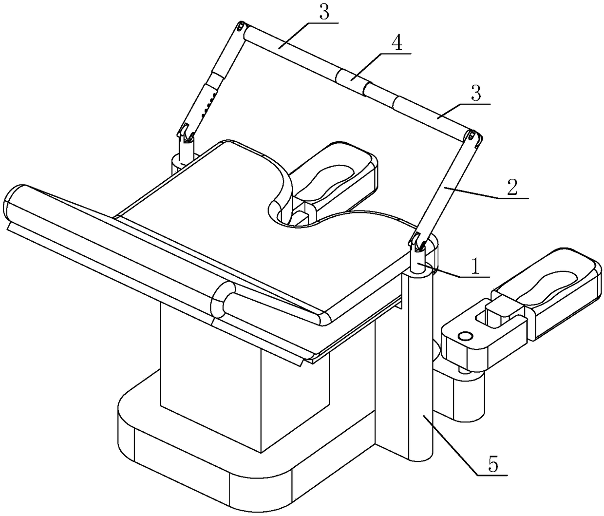 Folding mechanism and obstetric bed provided with same