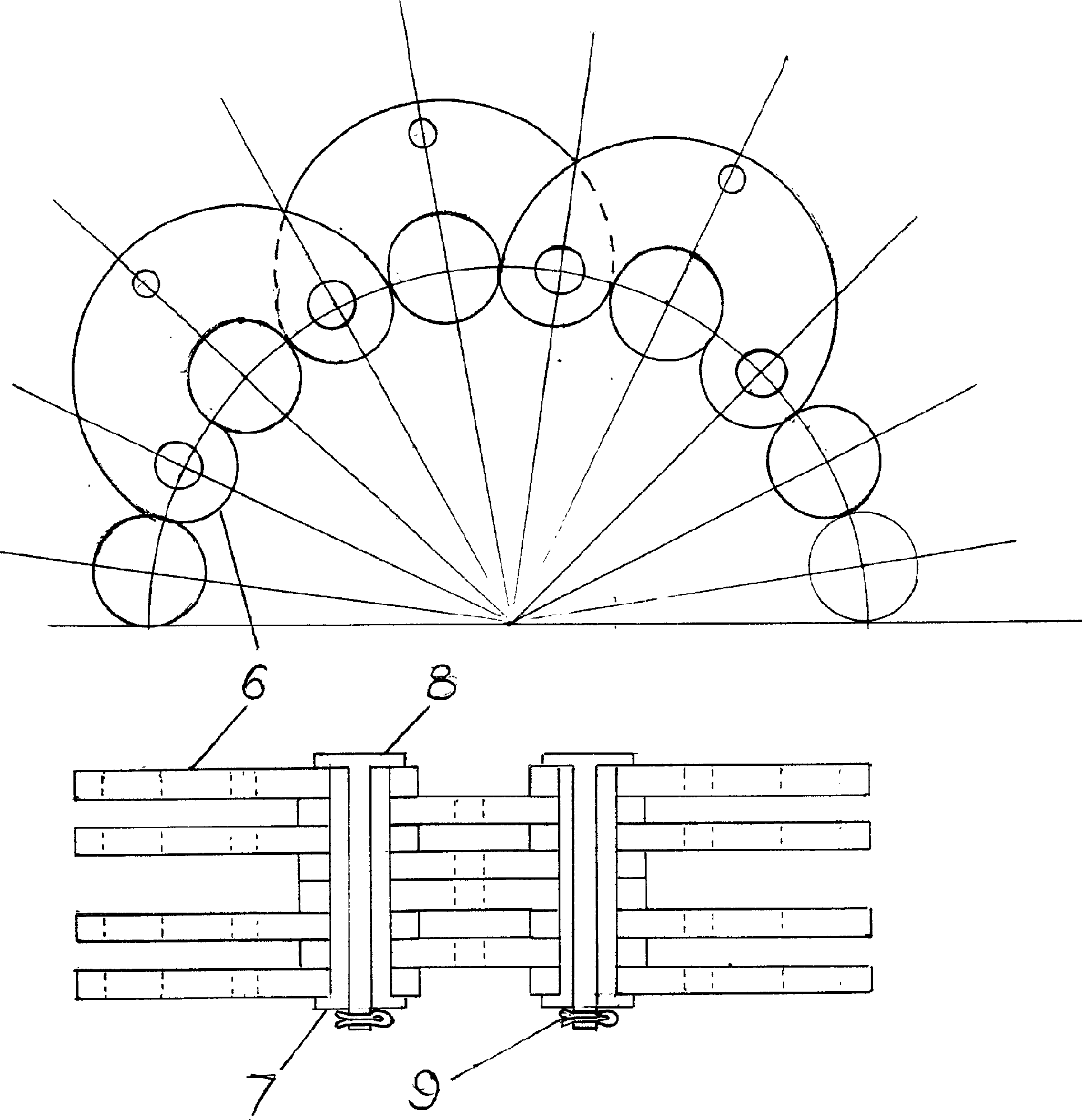 Arc toothed chain type wind and tidal wave combined electricity generating device