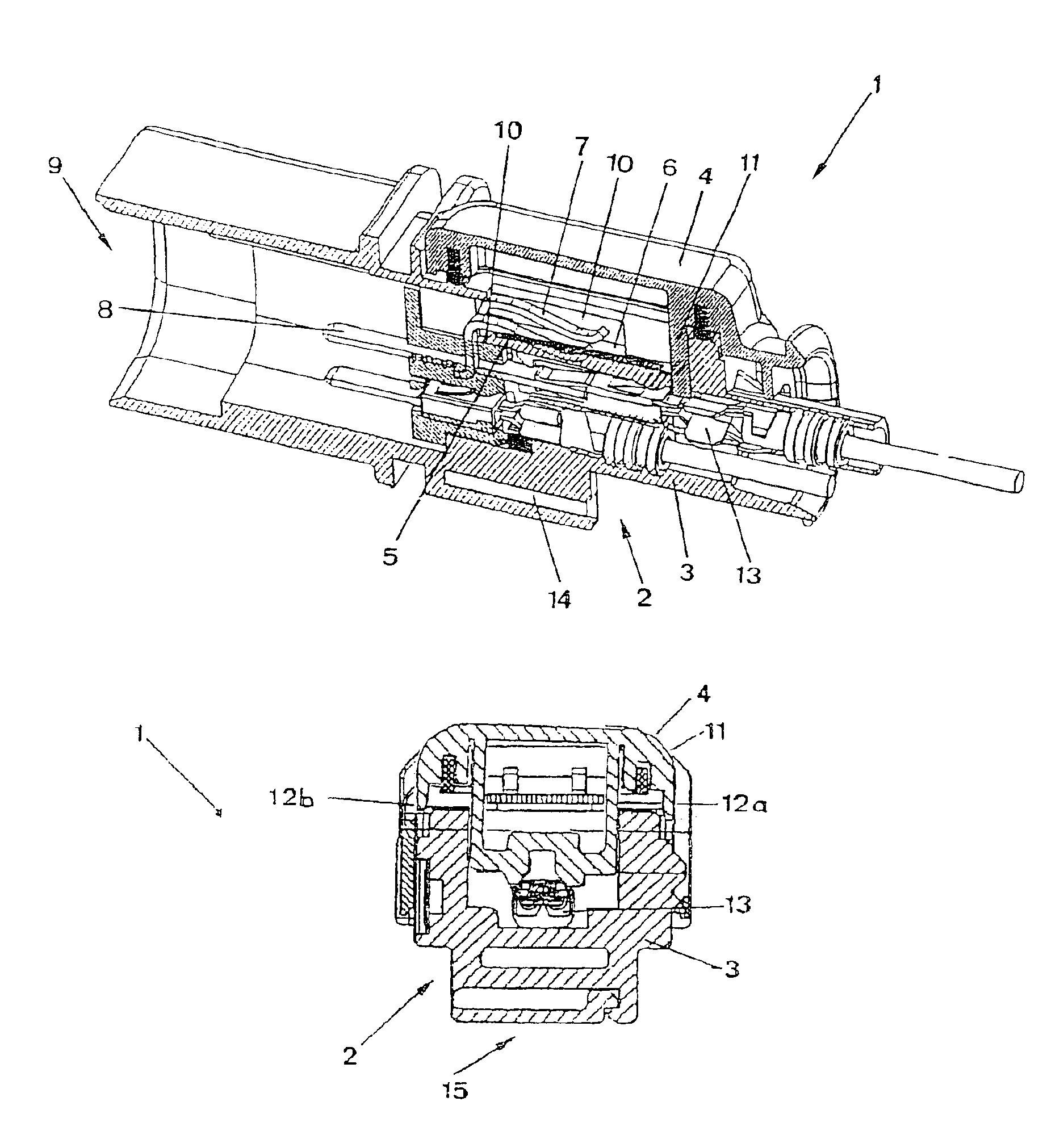 Compact coupler plug, particularly for a planar broadband lambda probe, having an integrated secondary locking