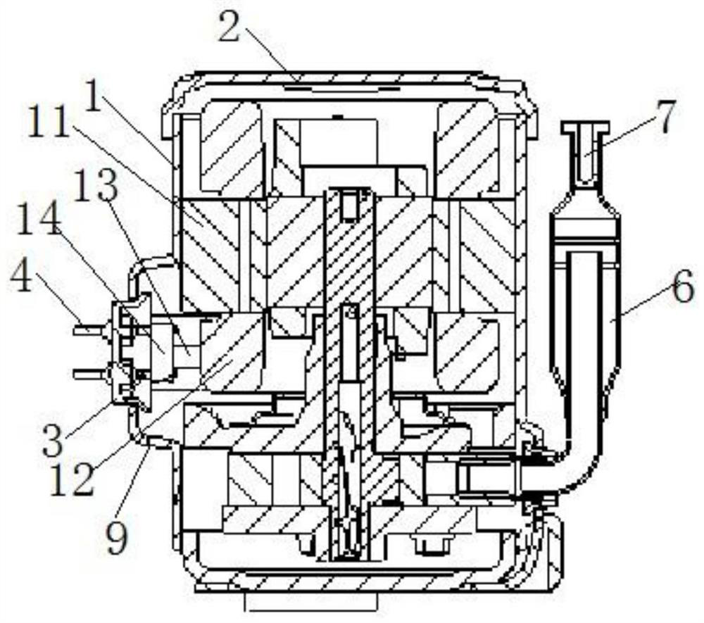 Rotor compressor in side plug wiring mode