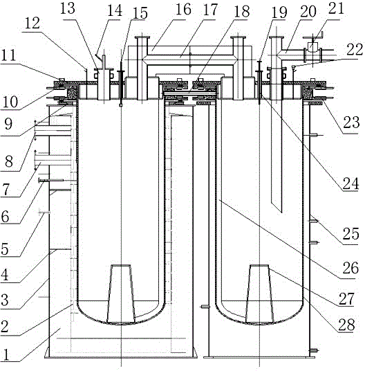 15-ton inverted-U-shaped combination device and production process for producing sponge titanium