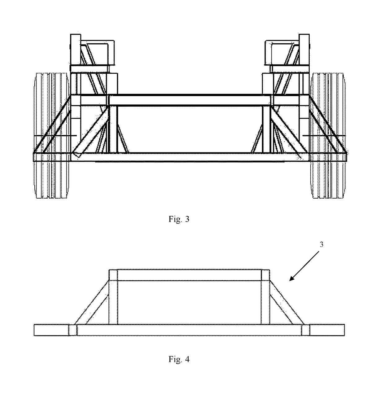 Wheel beam type axleless vehicle frame
