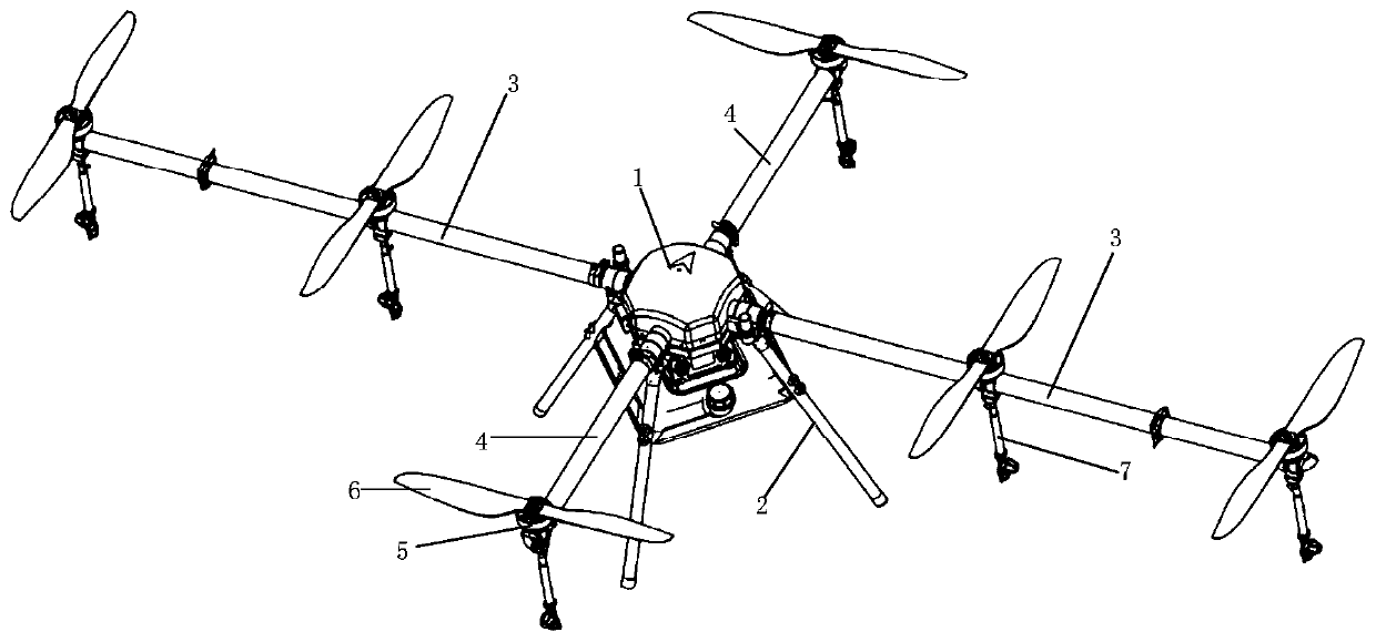 Six-axis heterogeneous multi-rotor-wing plant protection unmanned aerial vehicle and rotor wing layout and control method thereof