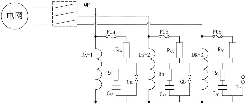 A protection circuit for dry-type air-core reactor switching overvoltage protection