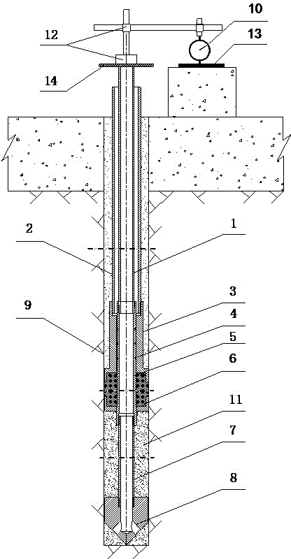 High-pressure grouting lifting deformation monitor and installation method thereof