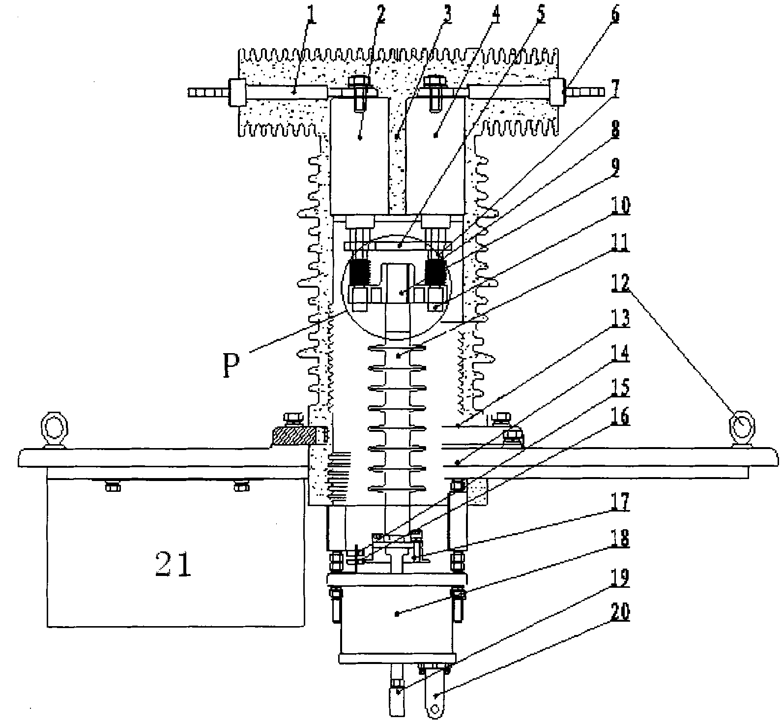 Driving mode control-based single-phase vacuum circuit breaker of double arc-extinguishing chamber