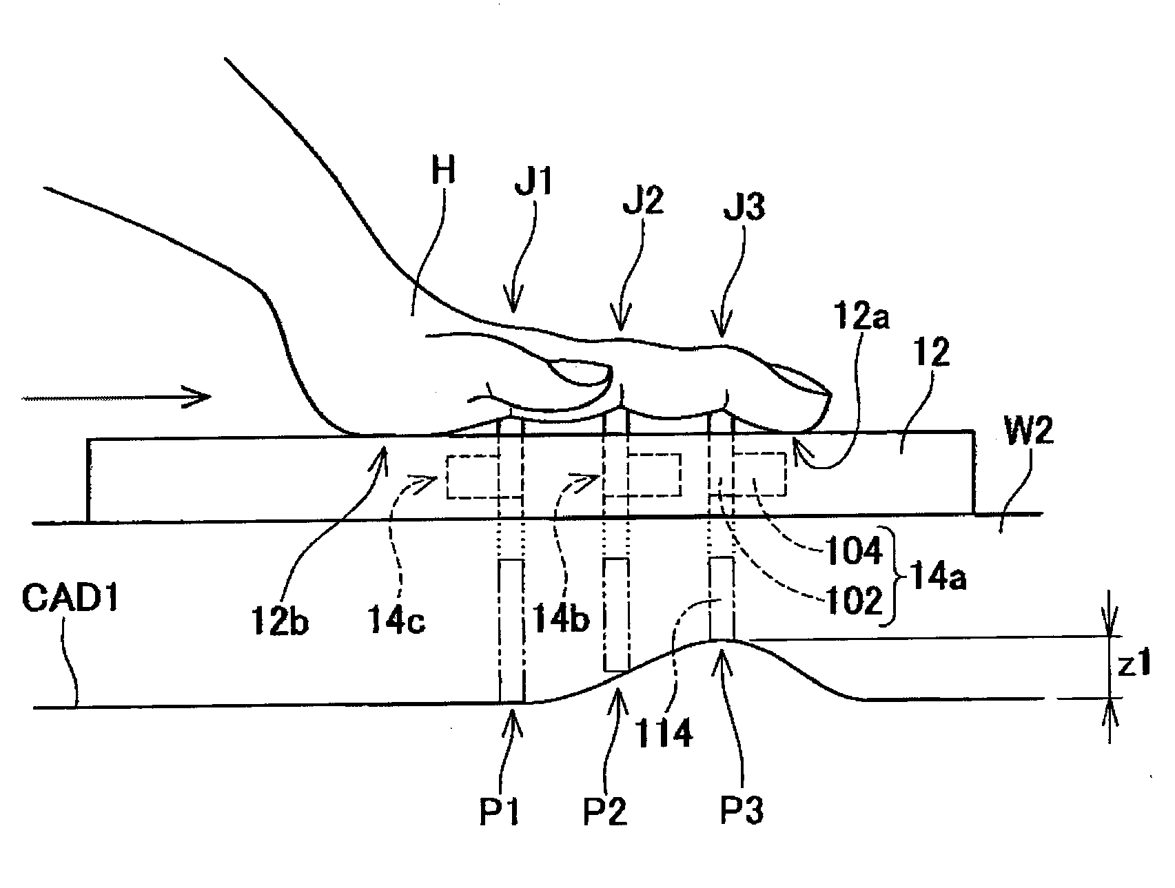 Tactile display and cad system