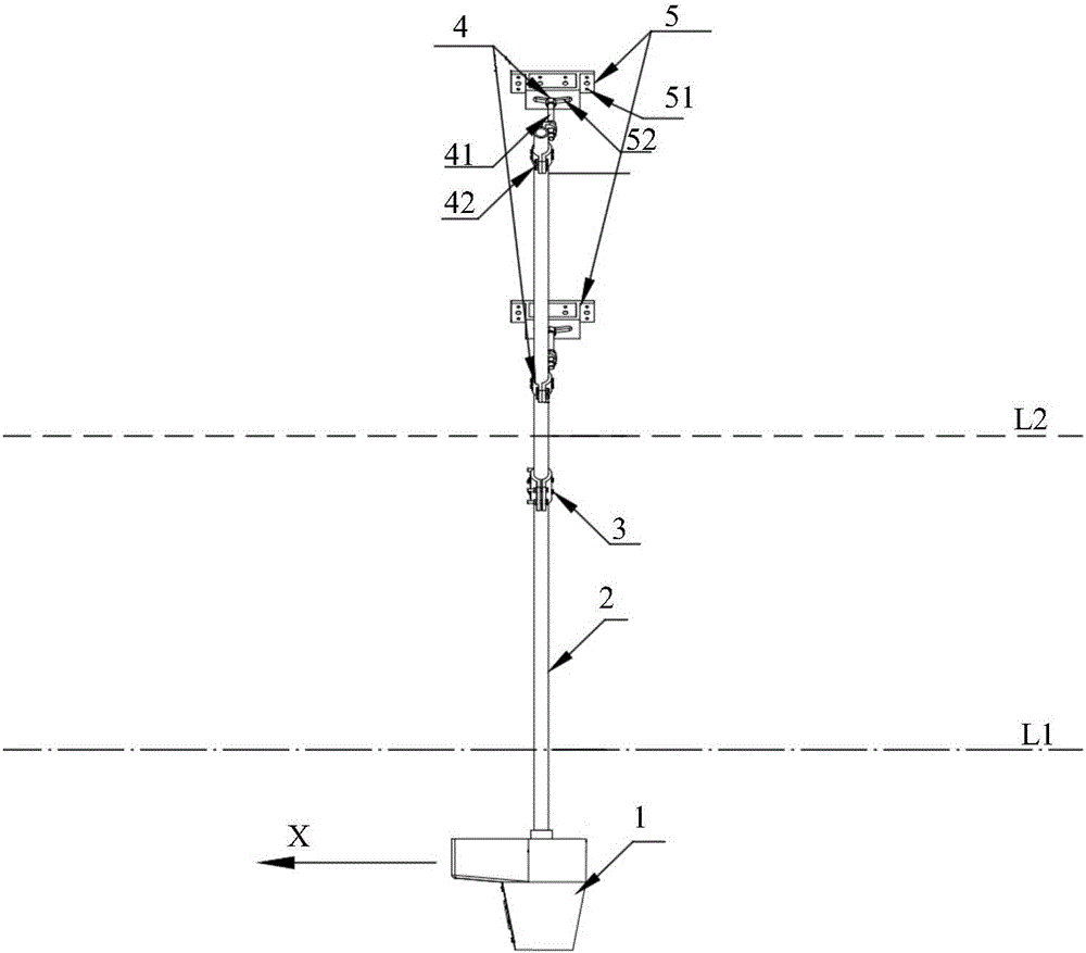 Device for side installation of wireless trawling hydrophone