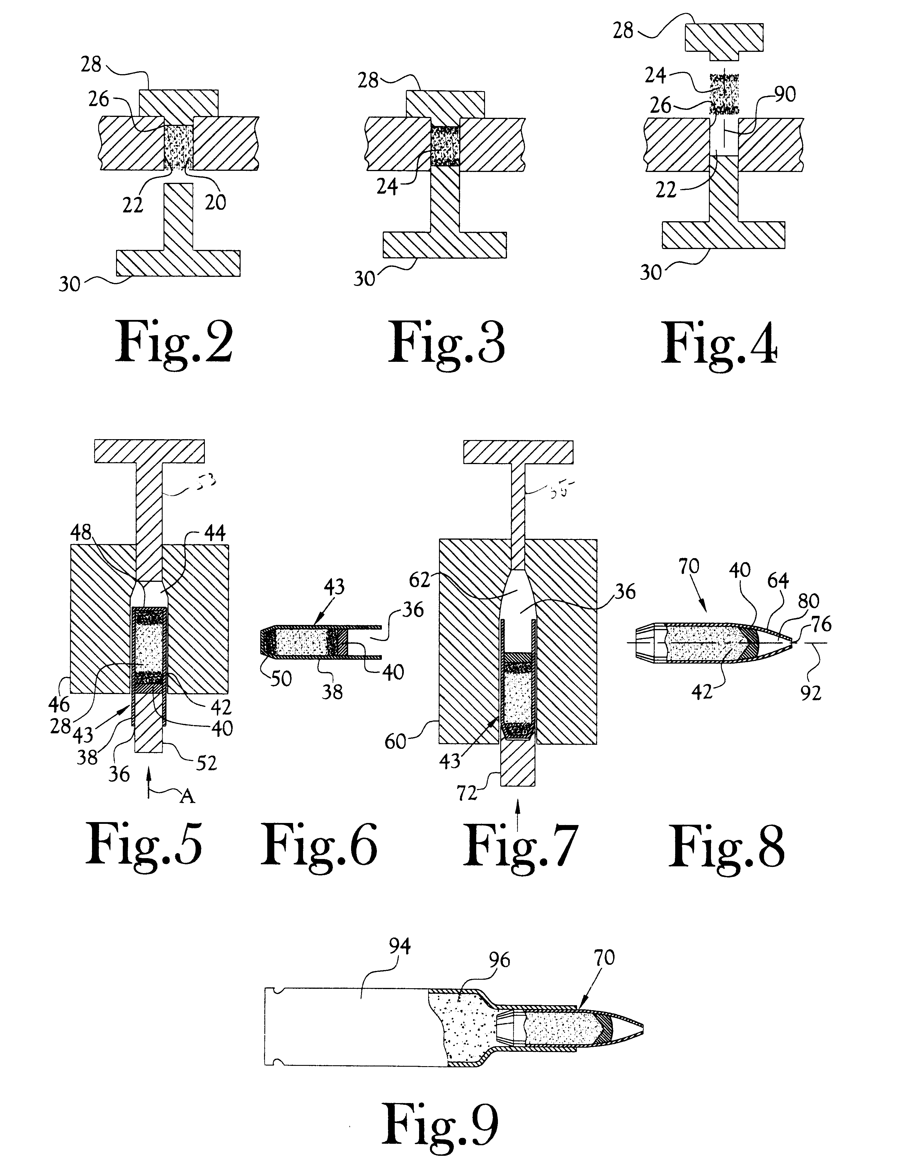 Method for the manufacture of a frangible nonsintered powder-based projectile for use in gun ammunition and product obtained thereby