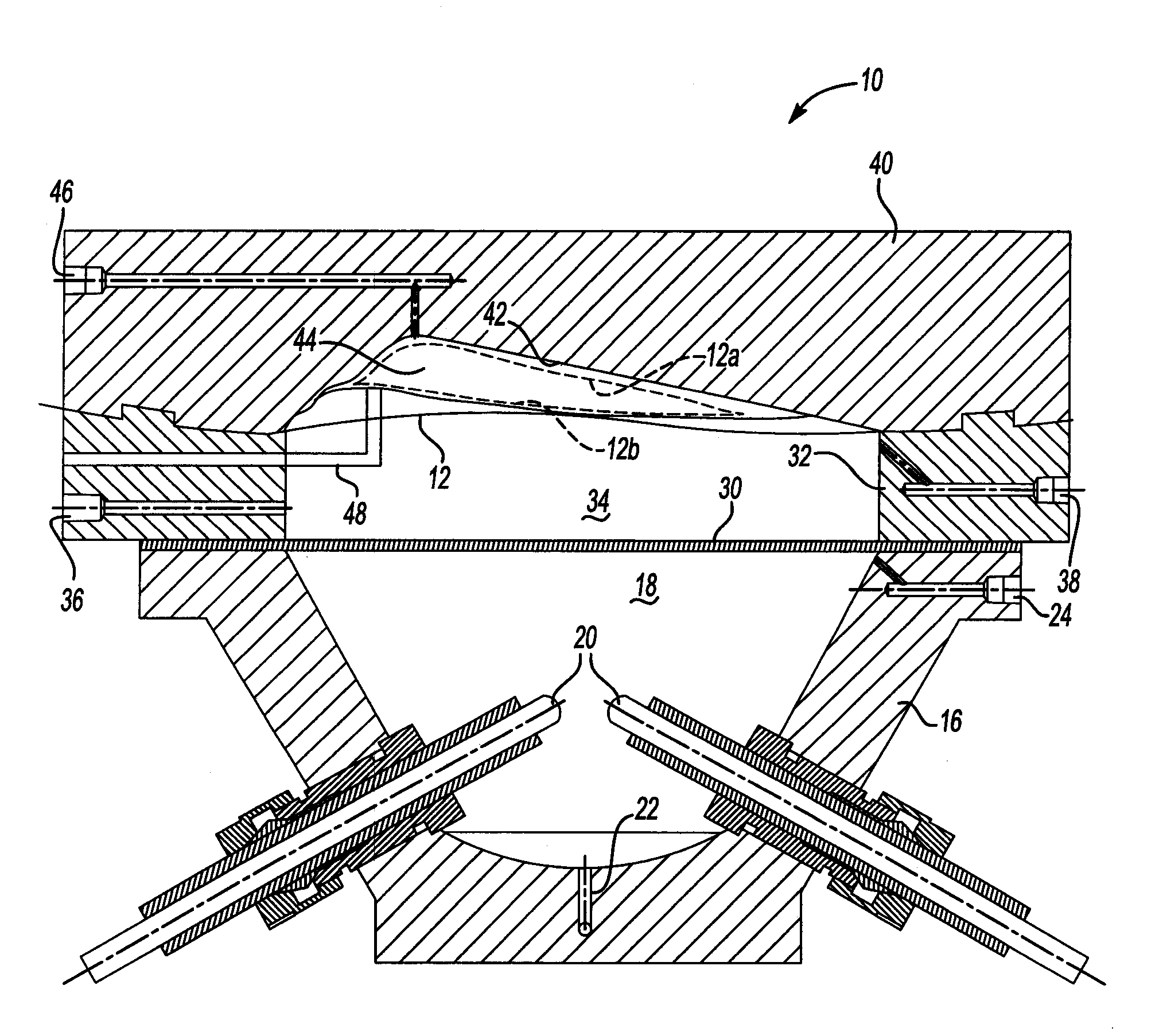Electro-Hydraulic Forming Tool Having Two Liquid Volumes Separated by a Membrane