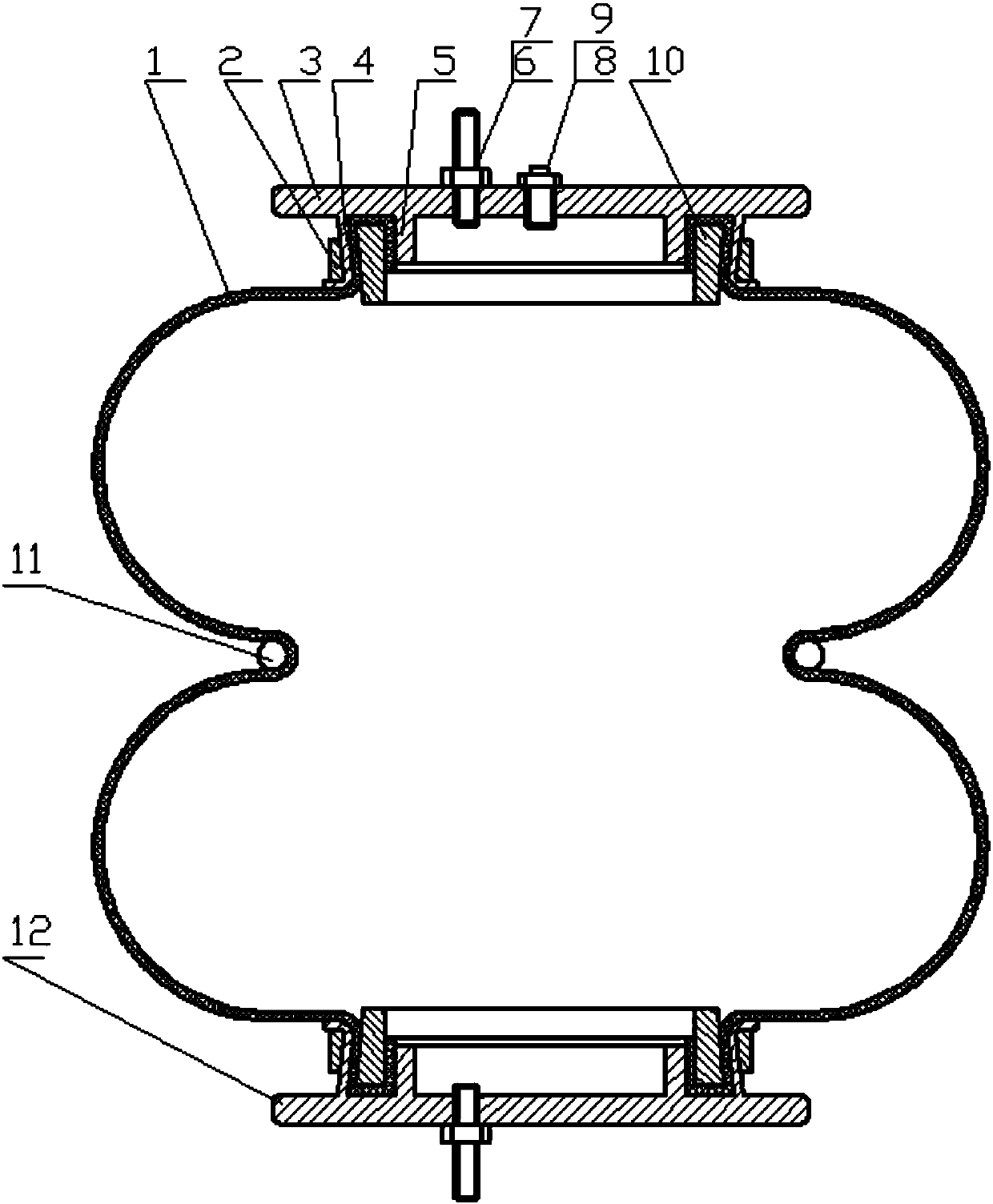 A sealing device for connecting an air spring air bag to a cover plate