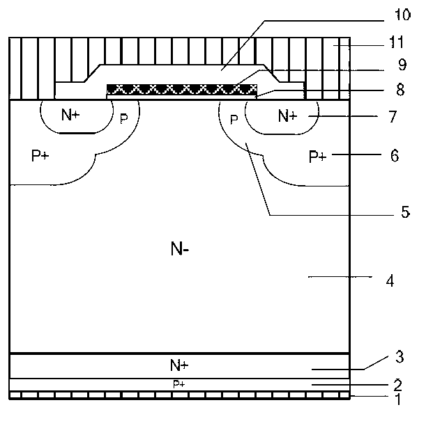 IGBT (insulated gate bipolar translator) device with high-temperature self-protection function
