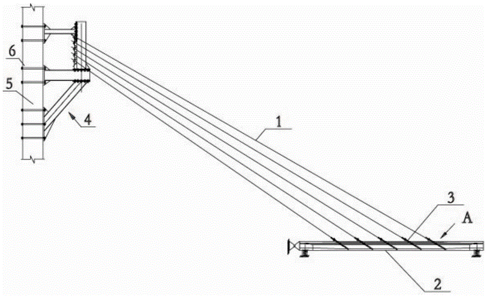 Cable stayed bridge for test, and mounting method