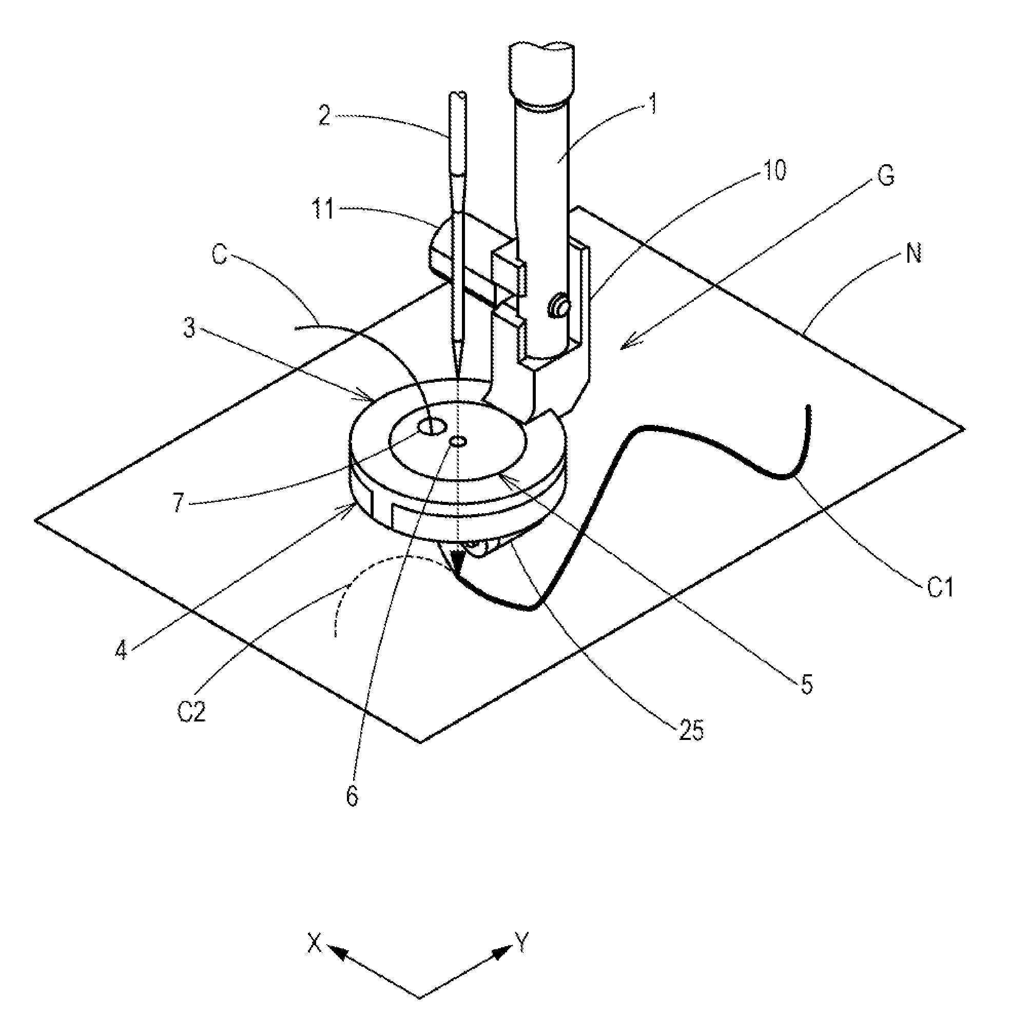 Cord guide device and sewing machine provided with same