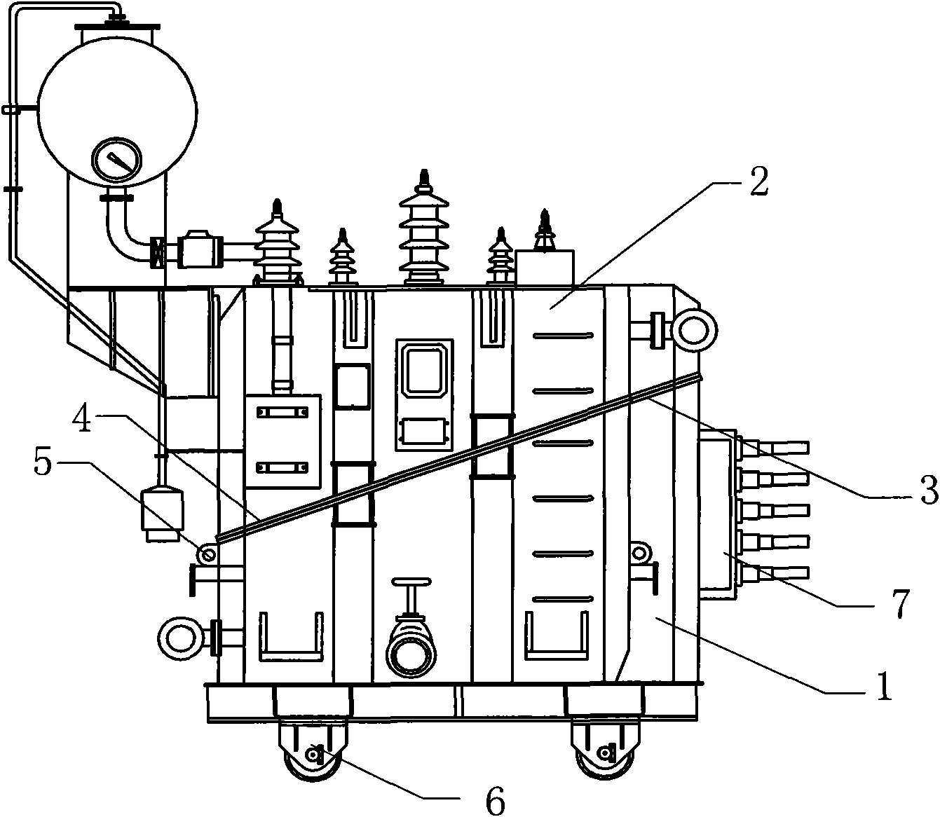 Inclined bell jar type oil tank