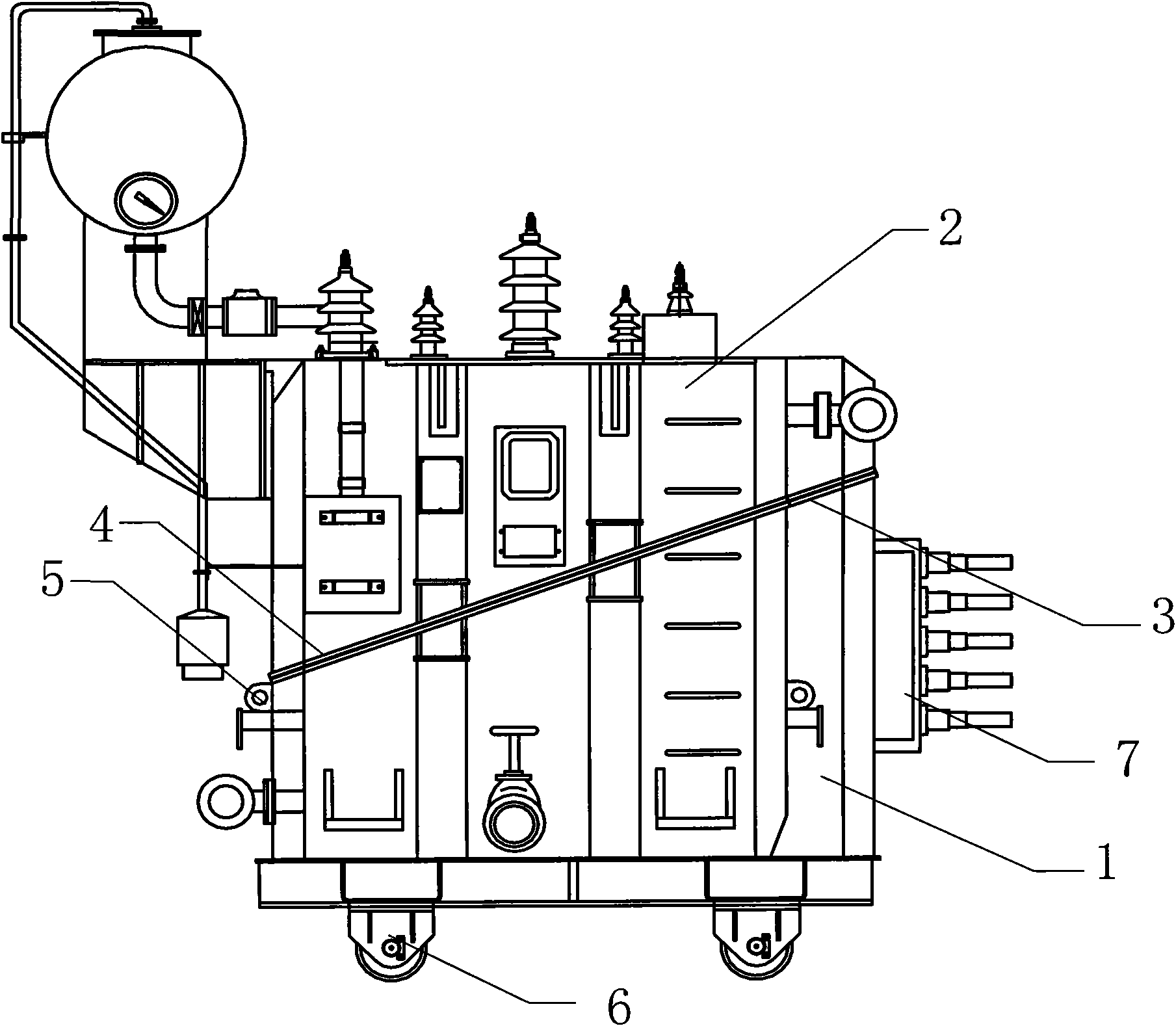 Inclined bell jar type oil tank