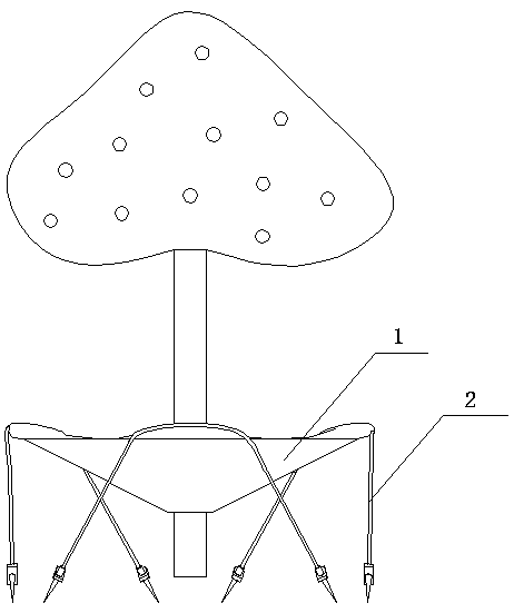 Fruit collecting device under tree convenient to disassemble and assemble
