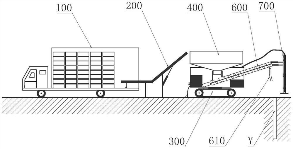 Open-air blast hole filling system