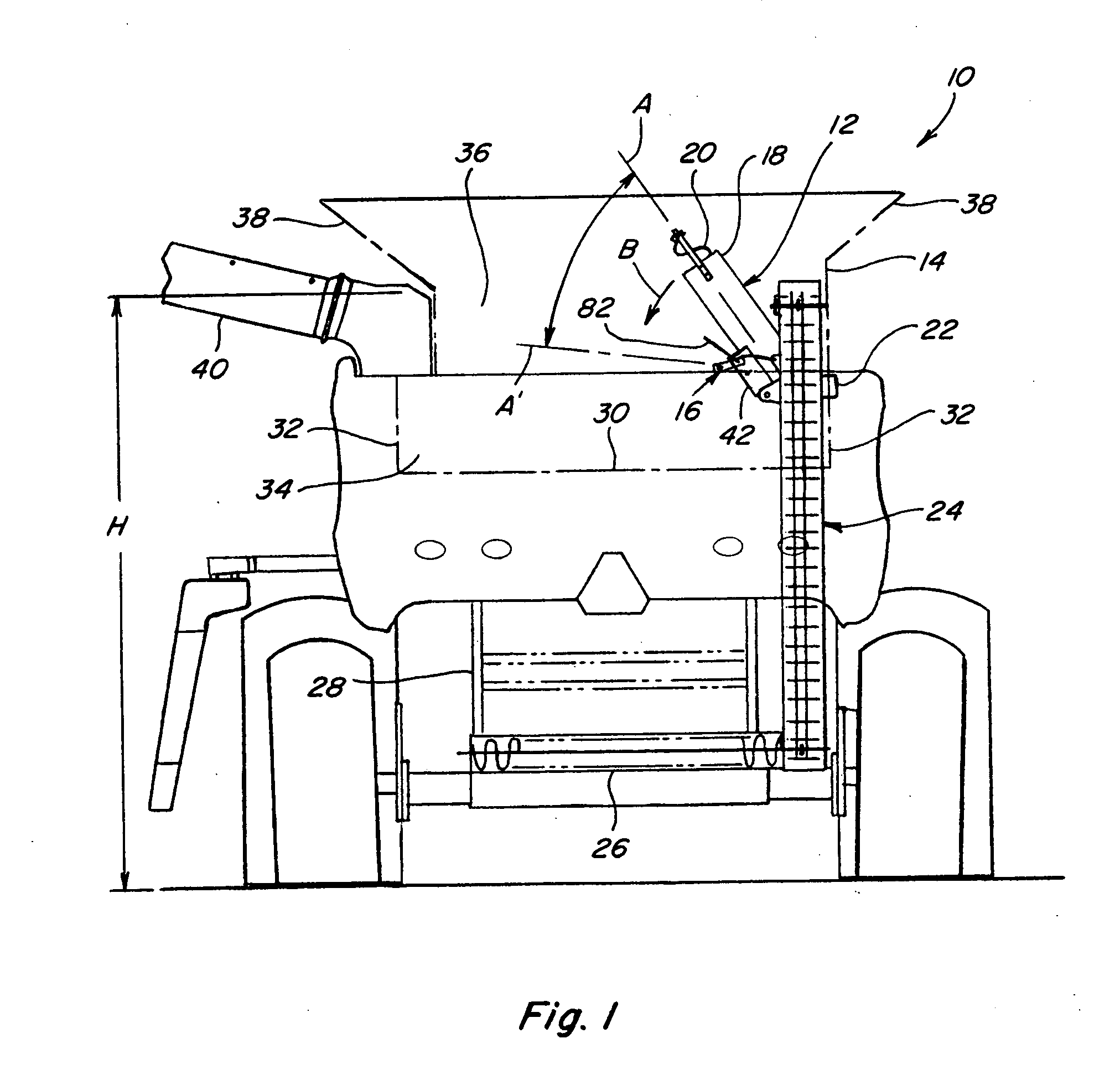 Pivoting conveyor including a holding mechanism configurable for holding the conveyor in multiple positions