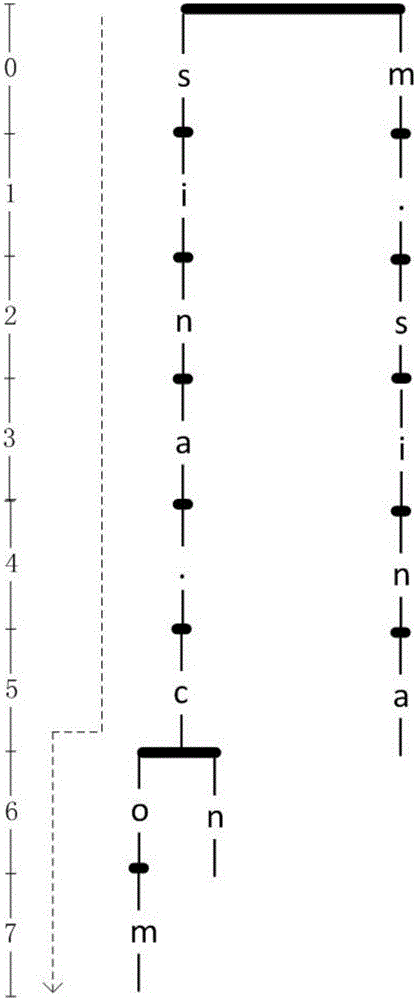 Domain name matching method based on tree automaton