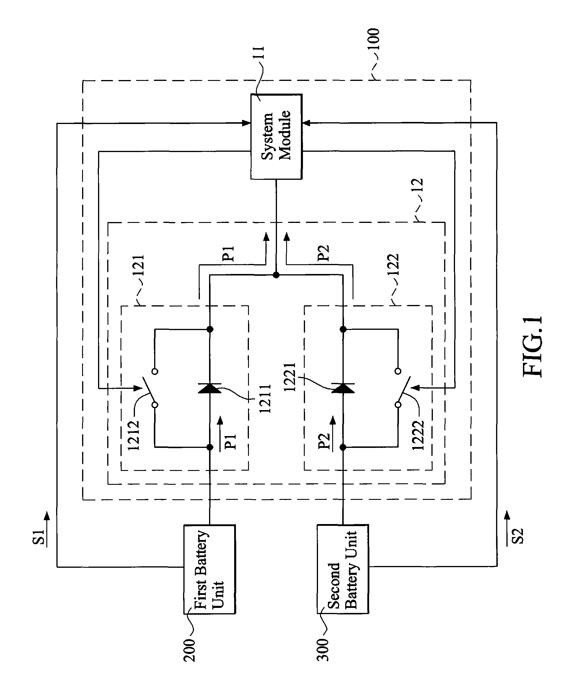 Electronic assembly provided with a parallel circuit for connecting electrically to two battery units