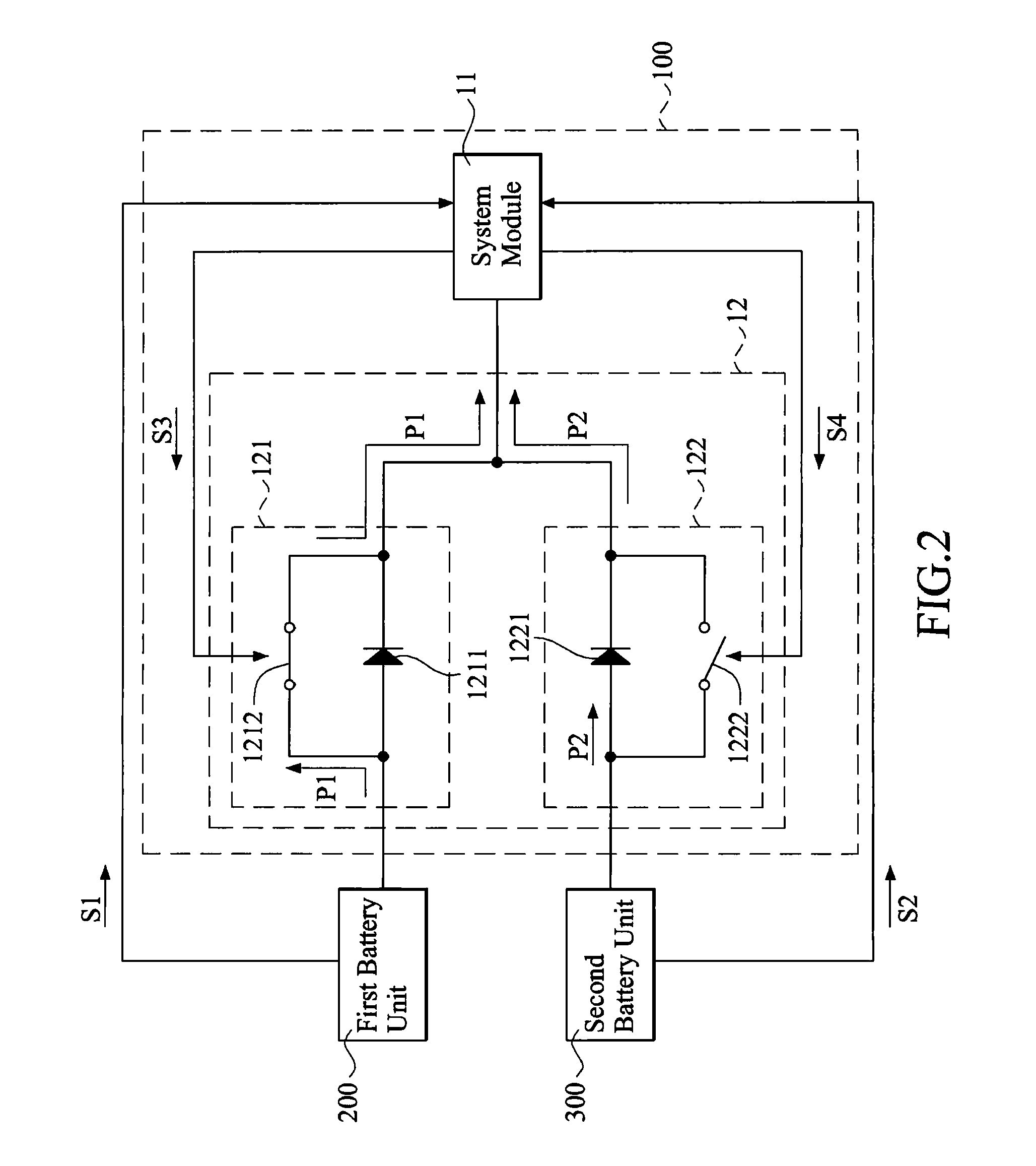 Electronic assembly provided with a parallel circuit for connecting electrically to two battery units