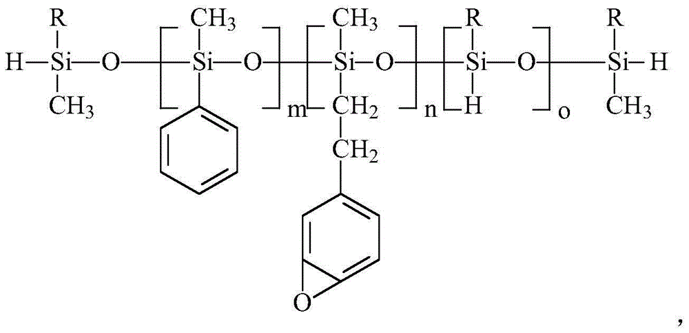 Phenyl hydrogen-containing silicon oil with epoxy side chain and preparation method thereof