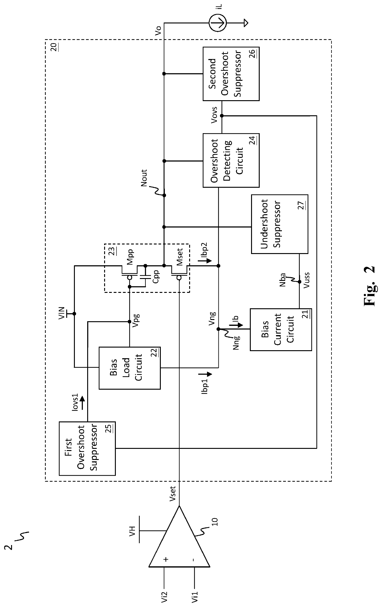 Fast response linear regulator with bias current control and overshoot and undershoot suppression