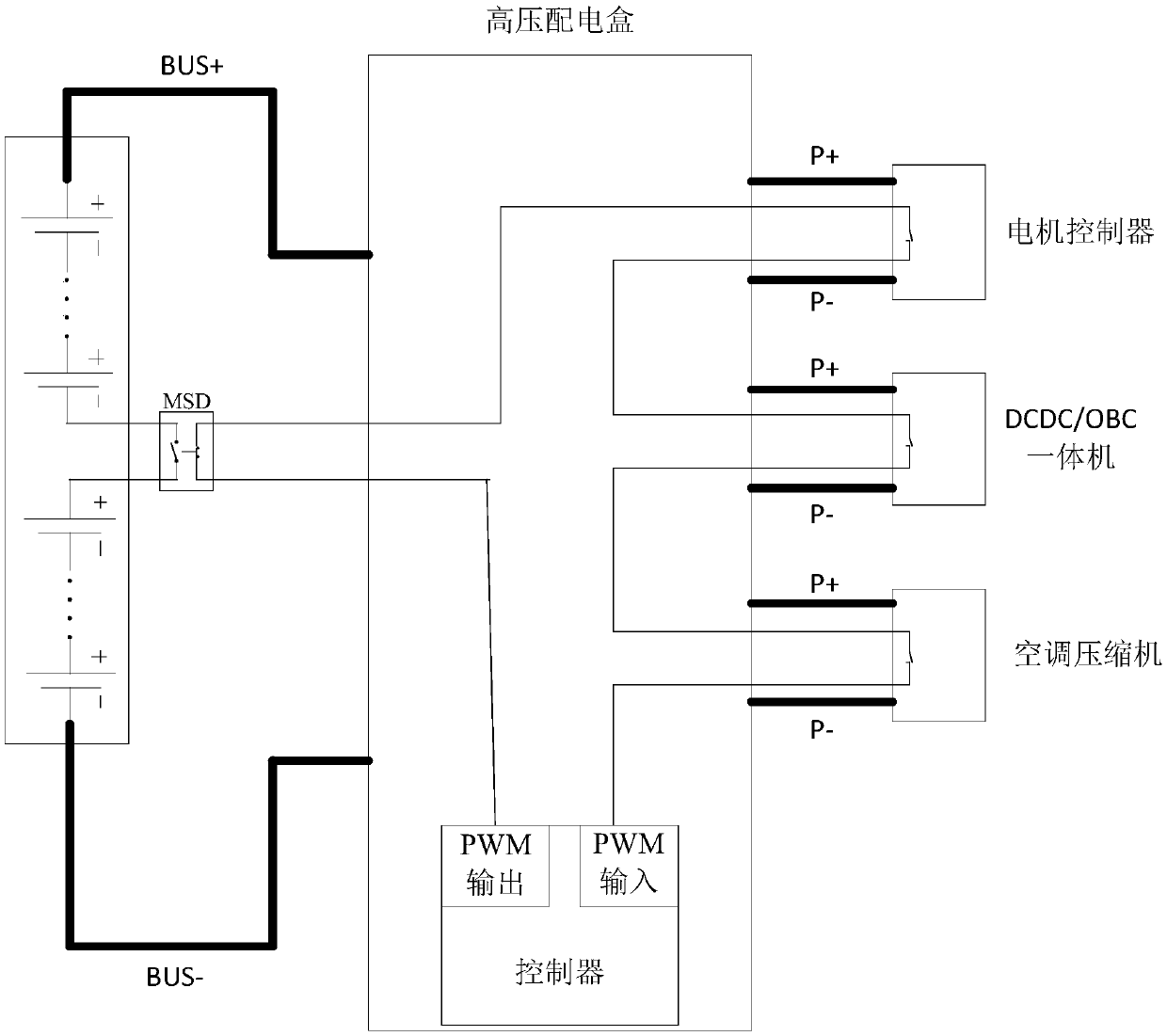 Power battery high-voltage interlocking detection circuit and method