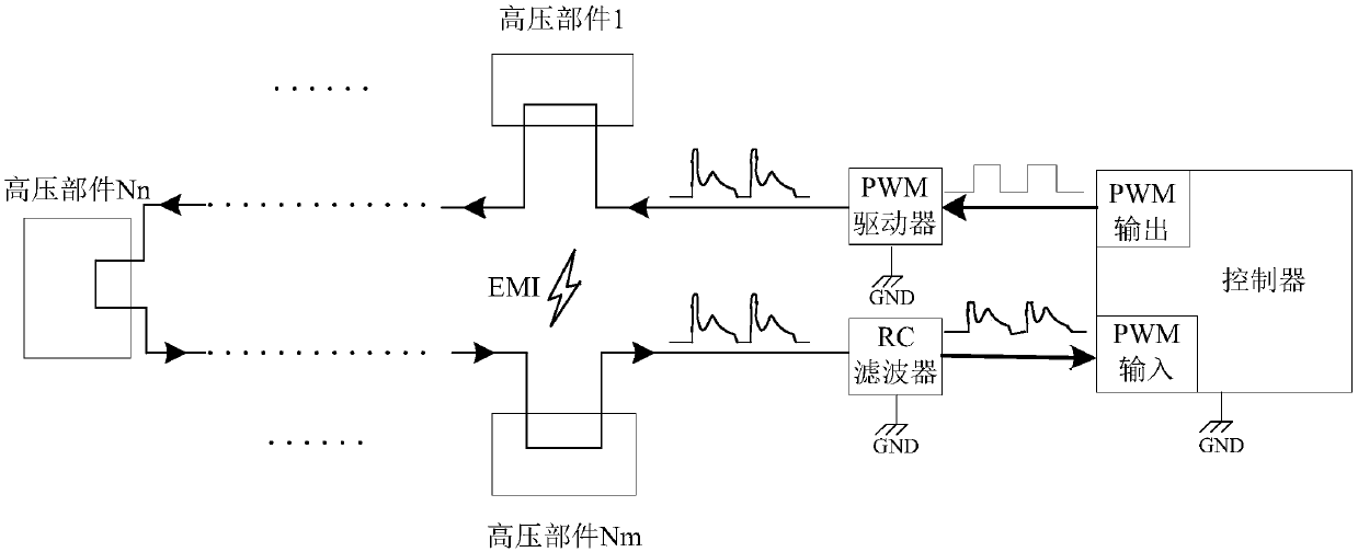 Power battery high-voltage interlocking detection circuit and method