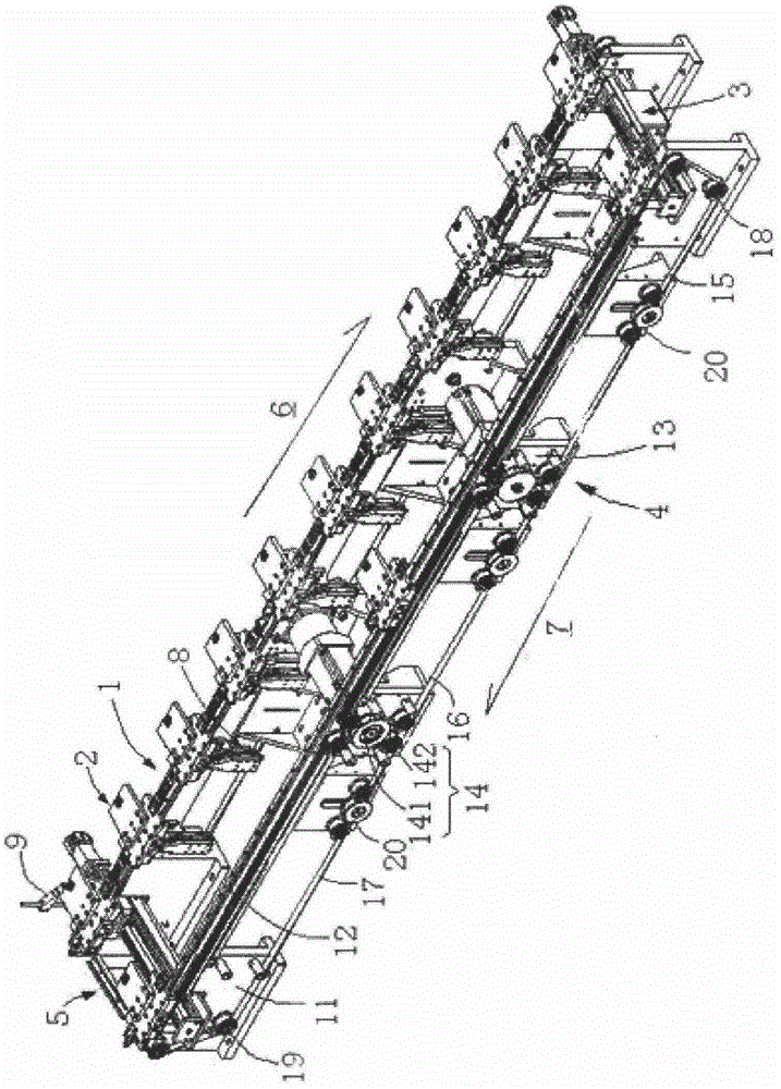 Circulating assembly device of automatic conveying equipment jig