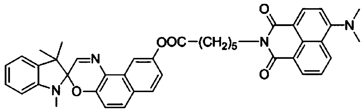 Spirooxazine type hydrogen ion fluorescent probe compound based on 1,8-naphthalimide unit, and synthesis method and application of compound