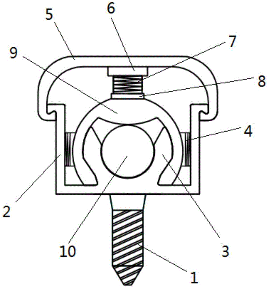 Two-way pre-stress clamping device used for spine implant and installing method thereof