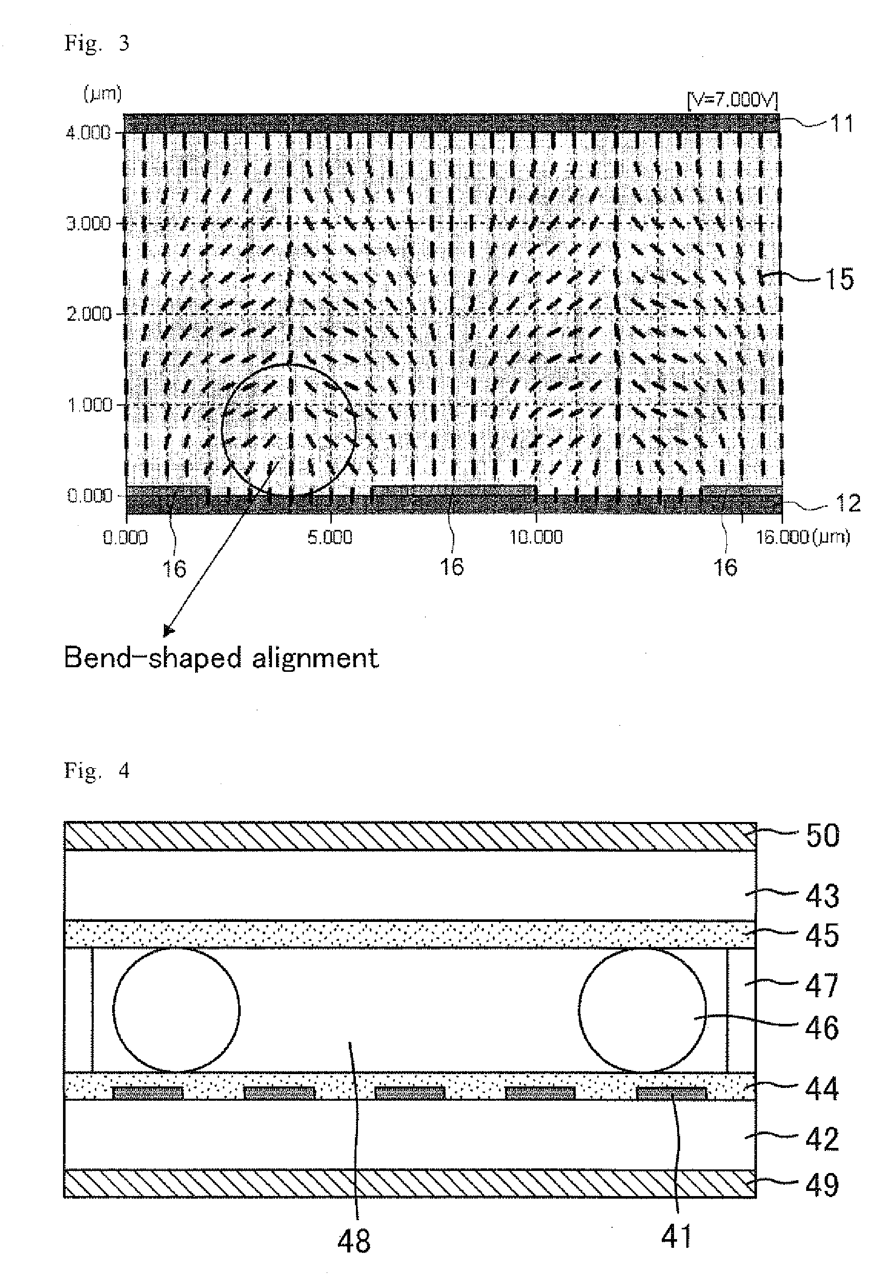 Liquid crystal display device comprising a P-type liquid crystal material and a first alignment layer having an anchoring energy