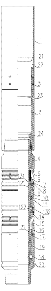 Hanging packer for horizontal well multistage fracturing