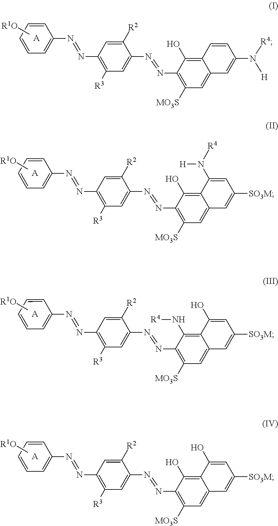 Bis-azo colorants for use as bluing agents