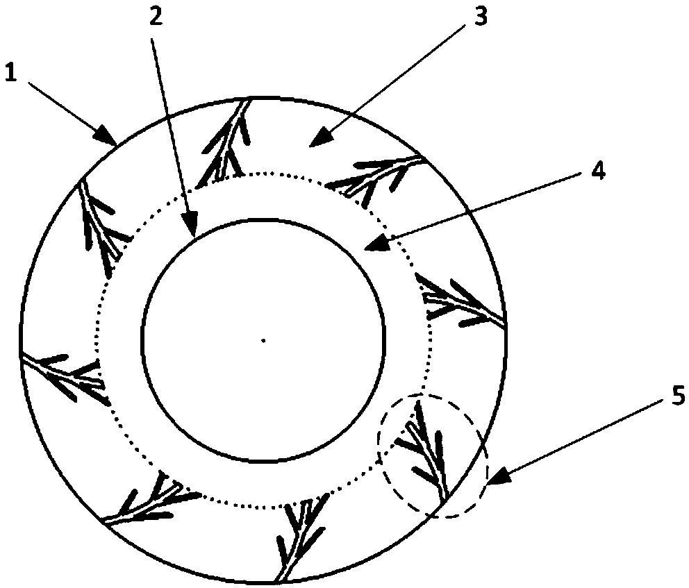 A mechanical seal structure with vein-shaped grooves on the end face