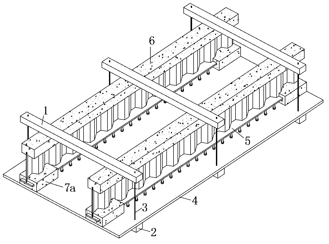 Roadbed slab non-tensile stress construction method based on combined channel girder