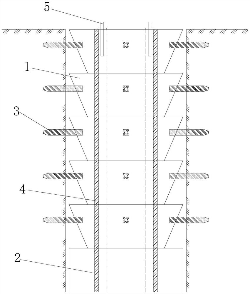 Prefabricated packing expanding key type excavation foundation for power transmission line and construction method thereof