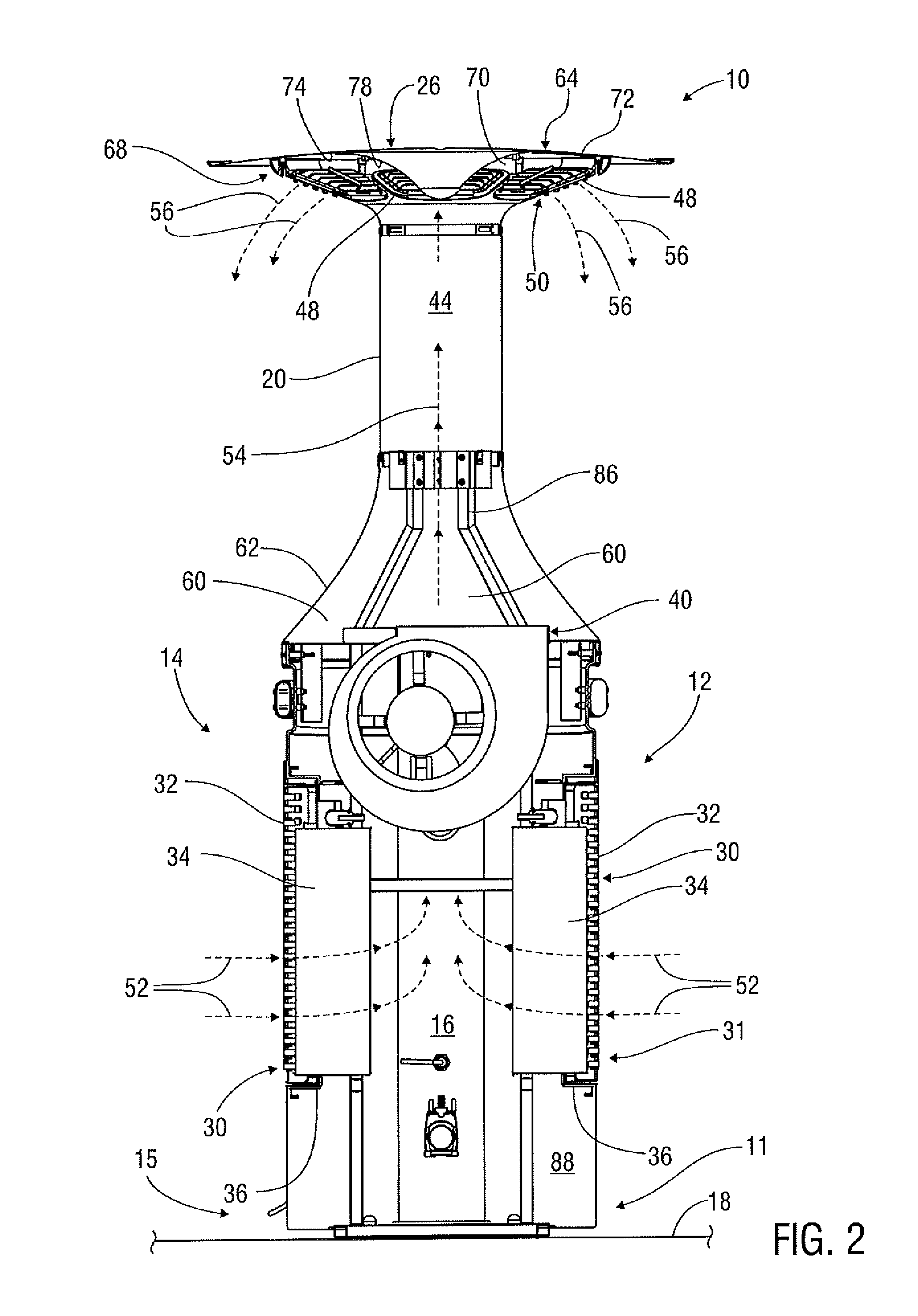 Free-standing evaporative air cooling apparatus