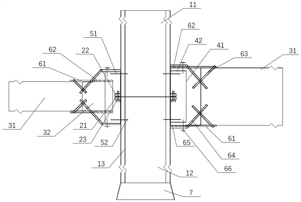 Connecting joint structure for steel structure beam column