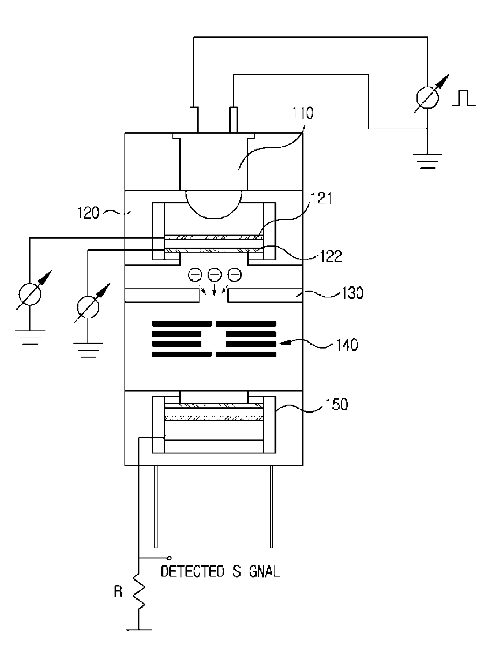 Ultraviolet diode and atomic mass analysis ionization source collecting device using ultraviolet diode and an MCP