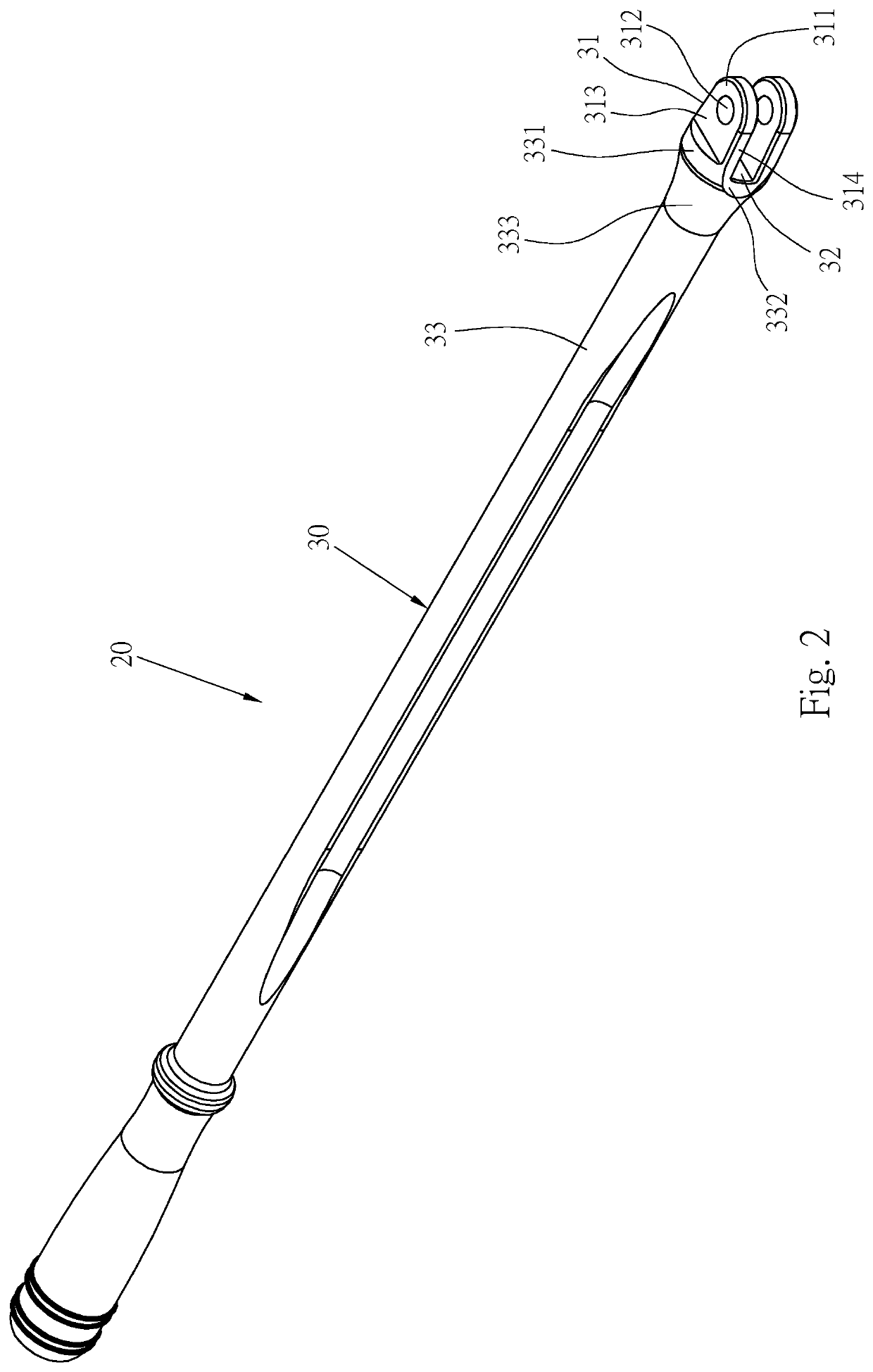 Ear structure of operating rod